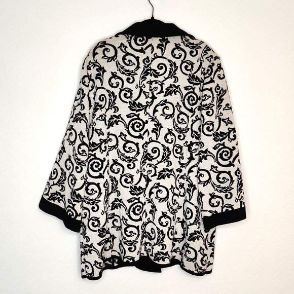 Liorah Womens Silver Vine Knit Jacket Sz 22 Wool Blend Metallic Cardigan Sweater - Picture 6 of 16